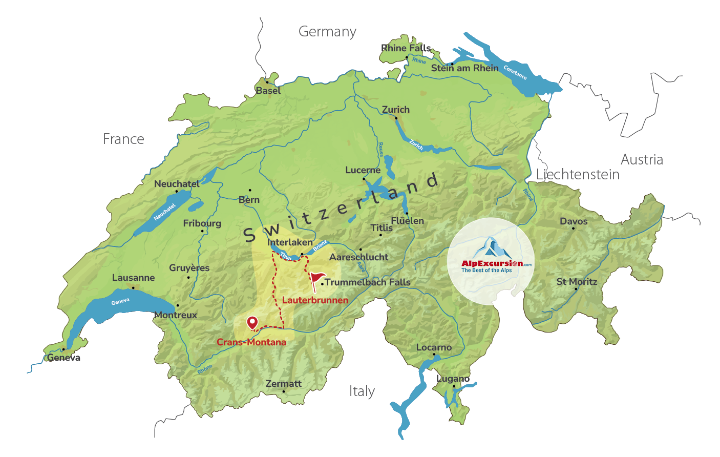 Guided Tour: Mürren Via Ferrata and Private Lakeside Picnic from Crans-Montana